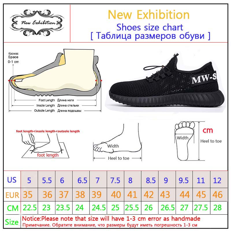 New exhibition Safety Shoes 2019 Men's Steel Toe Anti-smashing Construction Work Sneaker Outdoor breathable fashion Safety Boots