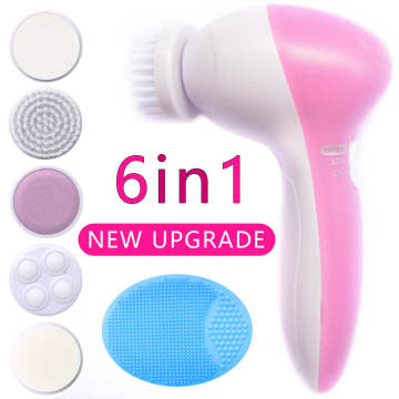 Electric Facial Brush Washing Face Massager Machine Silicone Skin Care Cleanser Set Makeup Tools Make Up Remover Device 5 6 in 1