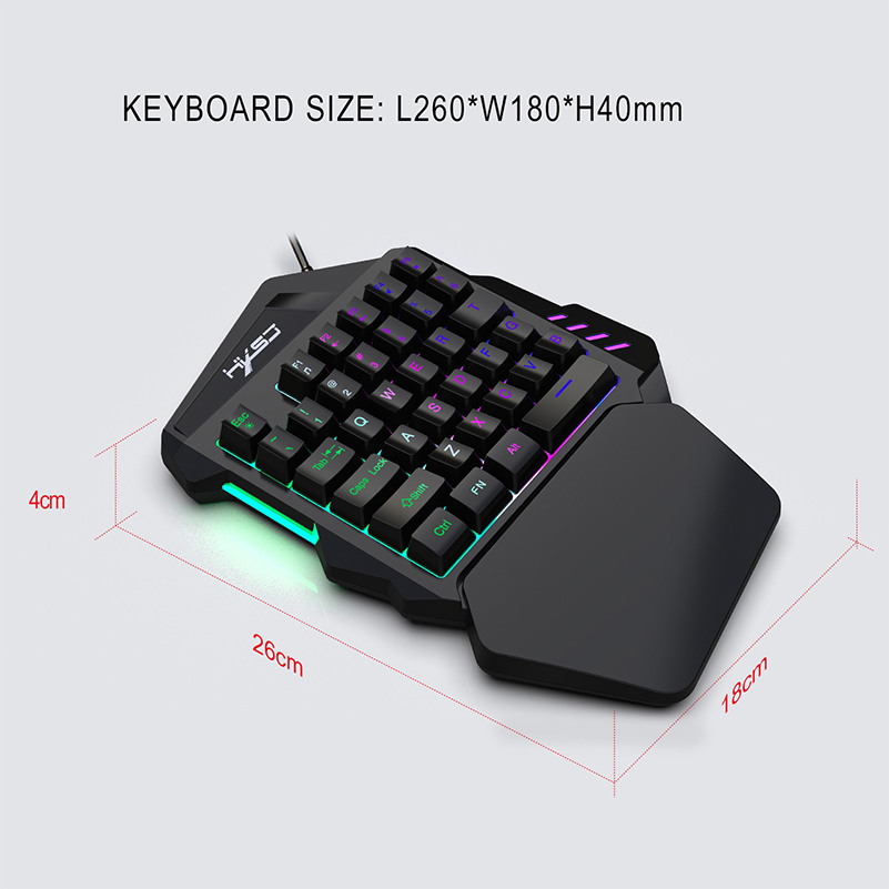 Wired Gaming Keypad RGB Backlight 35 Keys One-handed Keyboard with Mouse Mechanical Keypad Game Controller for PC PS4 Xbox Gamer