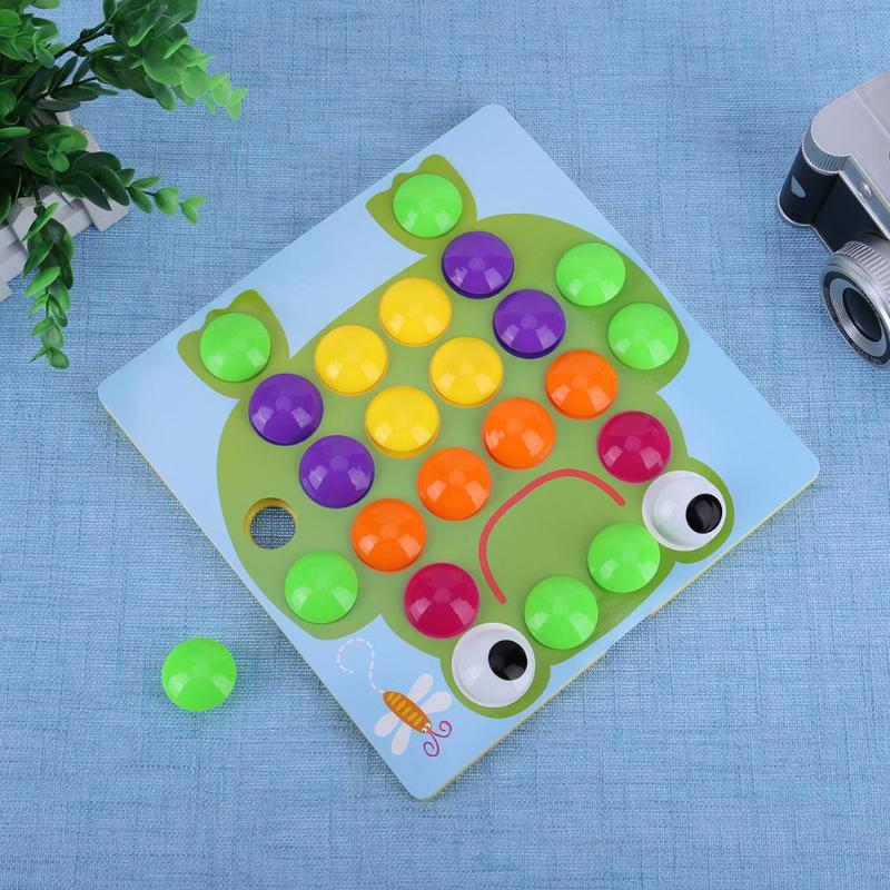 Kids 3D Puzzles Toy Colorful Buttons Assembling Mushrooms Nails Kit Baby Mosaic Composite Picture Puzzles Board Educational Toy