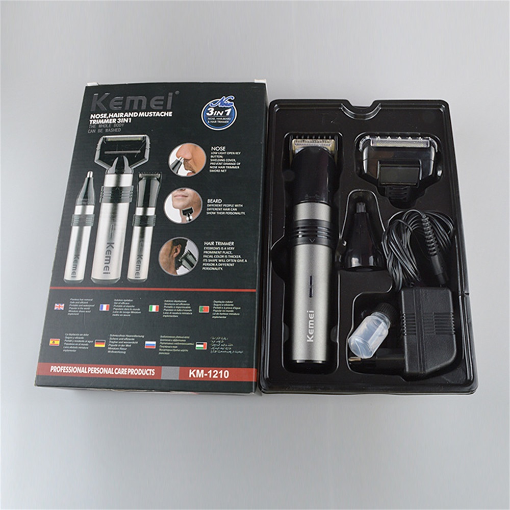 Kemei KM-1210 Electric Shaver 3 In 1 Multifunctional Reciprocating Razor Barber Nose Trimmer Device Men Face Shaving Machine