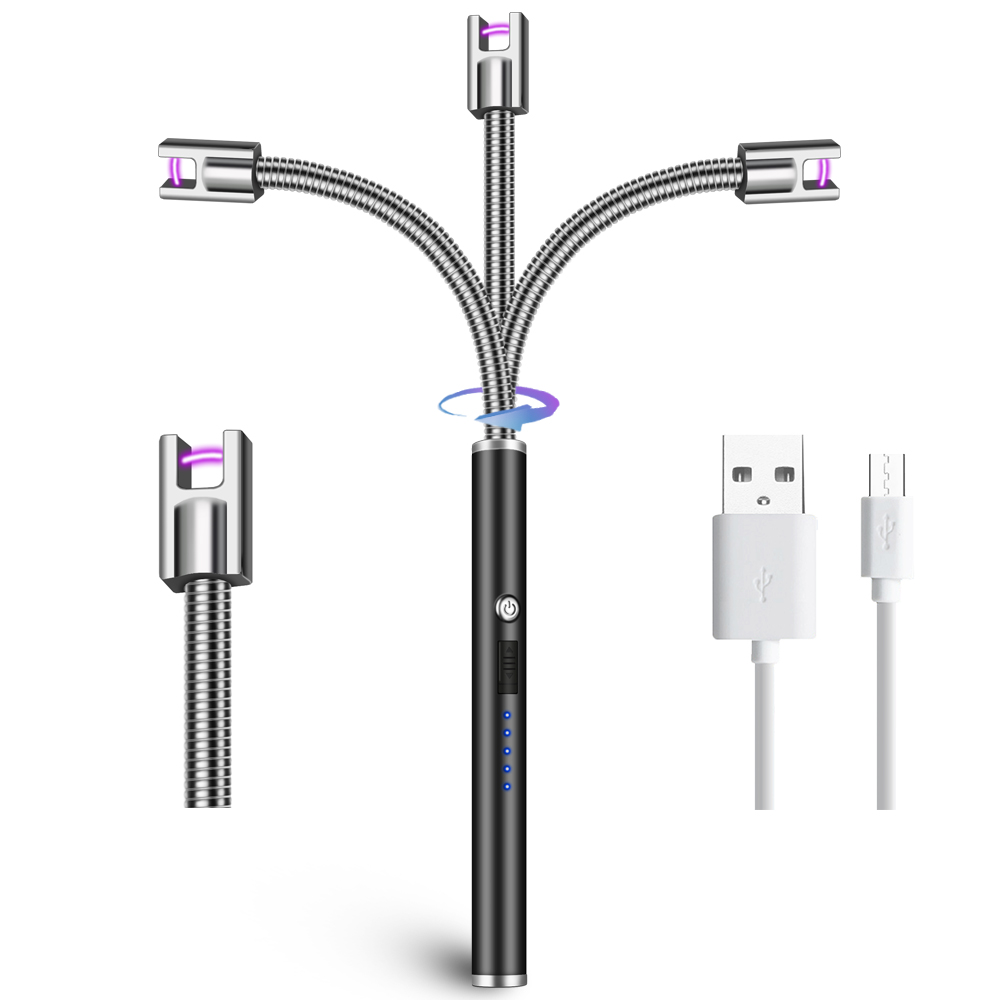 360 Degree Flexible Arc Lighter Windproof Recharge Cigarette Lighter USB Electric Plasma Lighter Kitchen Gadgets For Women Gifts