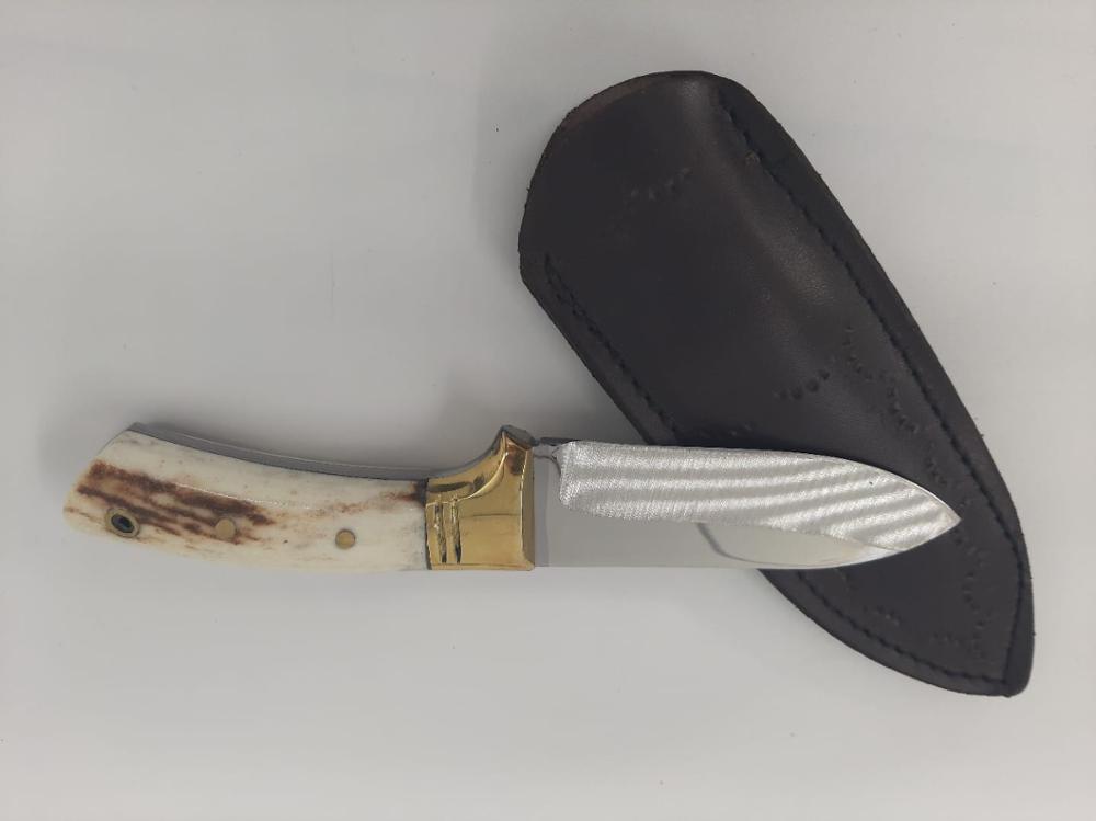 Handmade Deer Horn Mini Bushcraft Knife with Leather Sheath Axe Katana Охотник Нож Hunter Hunting Blade Knives Kukri KNM-0377