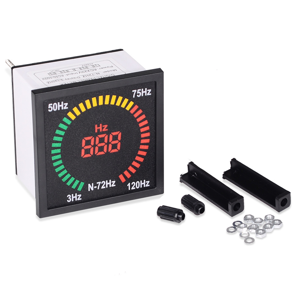 3-120 HZ 72mm Square Panel Digital Frequency Meter 68mm Hole Size LED Display Electrical Hertz Meter Tester Power Supply 220V AC