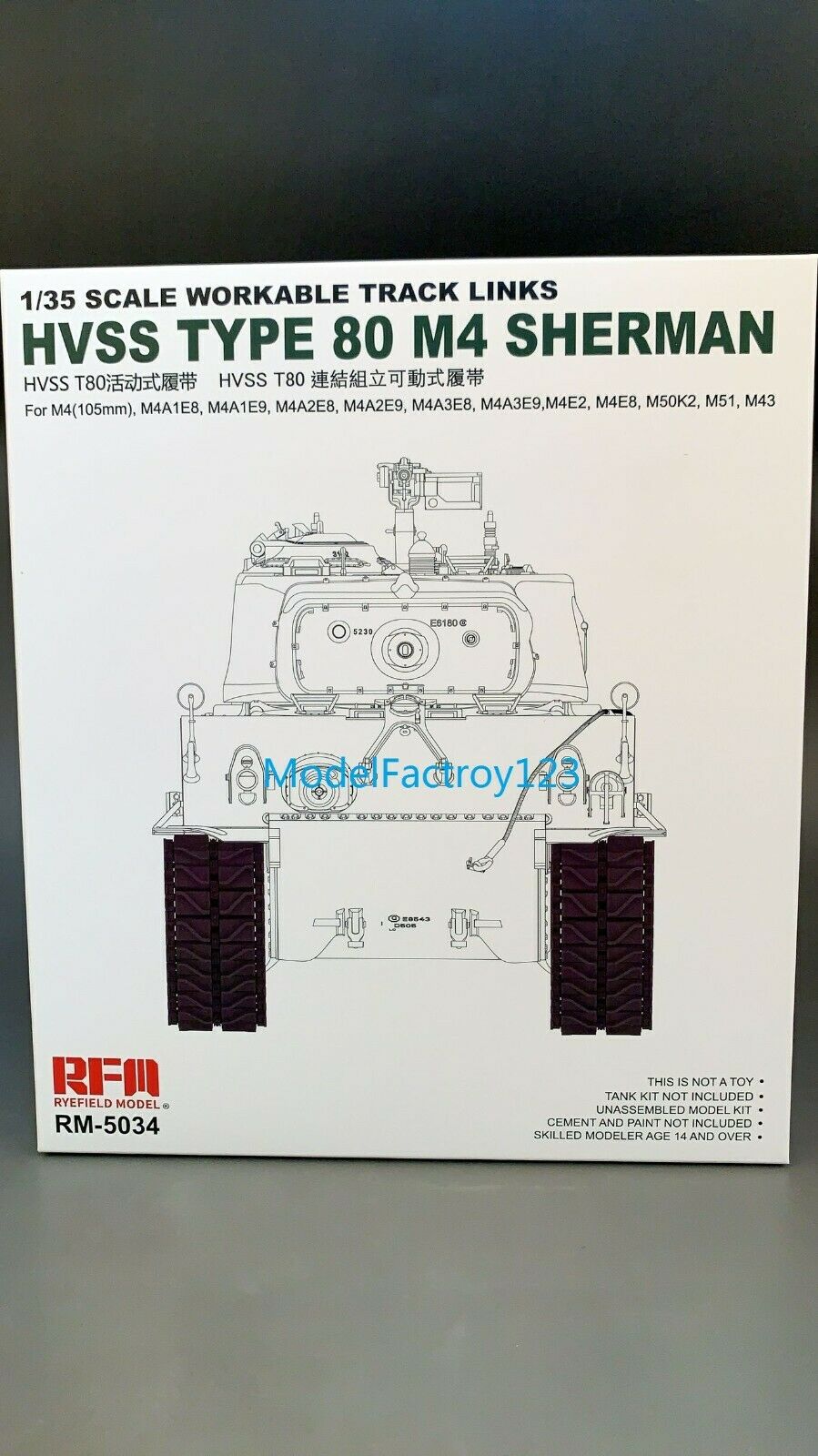 Rye Field Model RFM RM-5034 1/35 Workable Track for HVSS Type 80 M4 Sherman