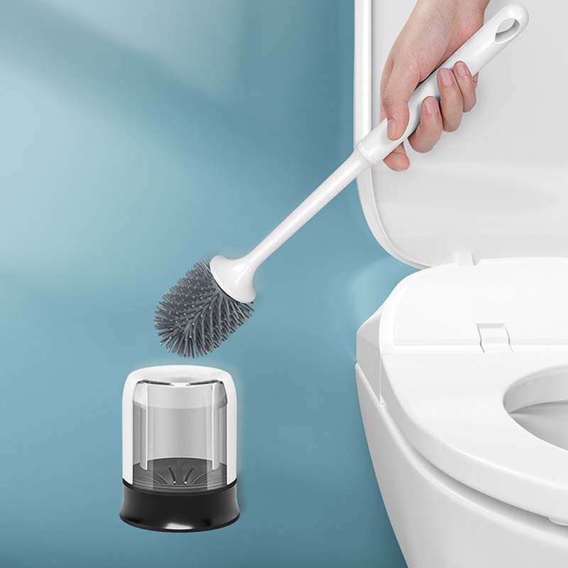 Toilet Brush Soft Bristle Wall-mounted Bathroom Toilet Brush Holder Set Clean Tool Durable ThermoPlastic Rubber