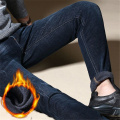 Jantour Men Winter Fleece Thick Warm Jeans New Fashion Male Straight Slim Denim Trousers Retro Jean Long Pants male