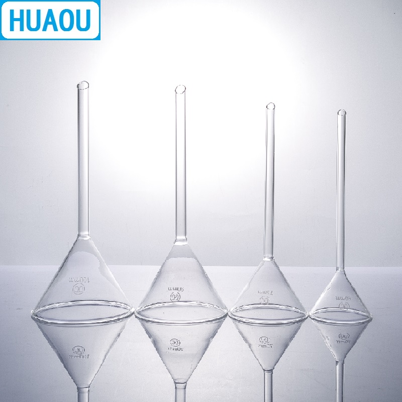 HUAOU 75mm Funnel Long Stem 60 Degree Angle Borosilicate 3.3 Glass Laboratory Chemistry Equipment