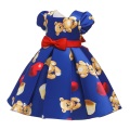 Baby Kids cute Bear print Birthday Dresses Children Clothing Toddler Wedding Princess Dress girls summer Costume Clothes