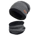 Neck warmer knitted hat scarf set fur Wool Lining Thick Warm Knit beanies balaclava Winter Hat For men Cap Skullies bonnet#p8