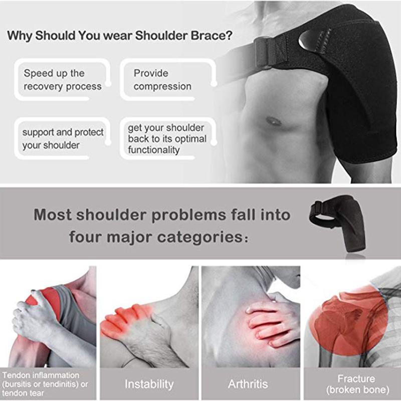 1pc Adjustable Shoulder Pad Breathable Gym Sport Care Single Shoulder Support Back Brace Guard Strap Wrap Belt Band Pad Bandage