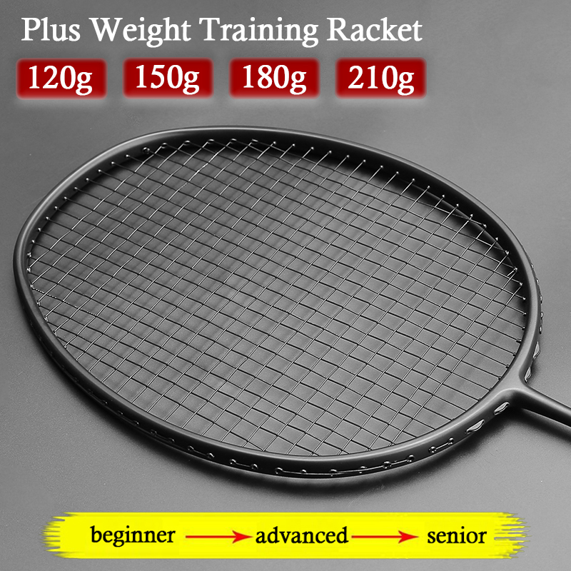 Professional Training Max 34LBS Heavy Carbon Fiber Badminton Rackets Strung Plus Weight With Bag Strings Racket Racquet