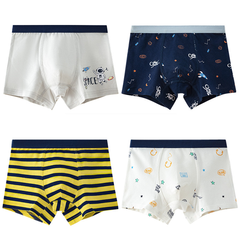 Boys Boxer Underwear for Kids Striped Navy Blue Cotton Underpanties Bottoms Boys Clothes for 3 4 6 8 10 12 14 Years Old 203021