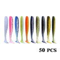 Toio 50 Pcs/Lot 7cm 10cm Soft Lure Shad Wobbler Silicone Bait Sea Worm Swimbait Streamer Silicone Lure spinnerbait accessories