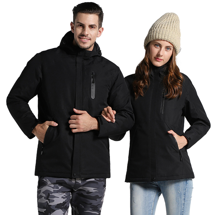 Winter USB Infrared Heating Cotton Men Women Jacket Outdoor Camping Windproof Waterproof Windbreaker Hiking Climbing Fleece Coat