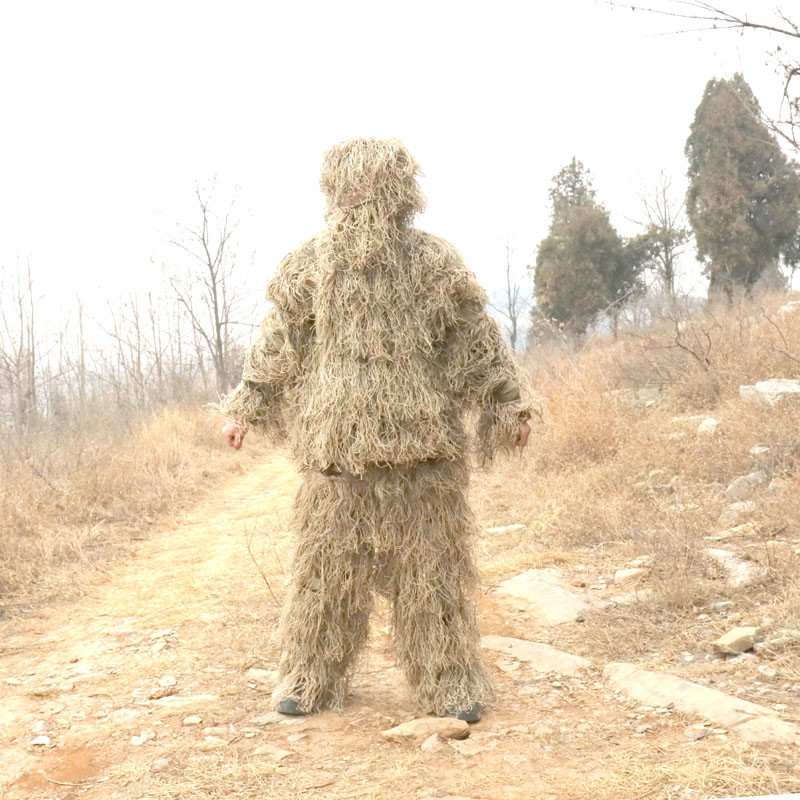 Autumn Winter reed hay grass style camouflage Desert Bionic Ghillie Suits Military Hunting Paintball Clothes five-in-one suit