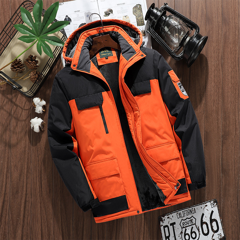 Fashion Men's Jacket 2020 Winter Plus Velvet Thick Hooded Coat Men's Windproof and Waterproof Outdoor Mountaineering Clothes Men