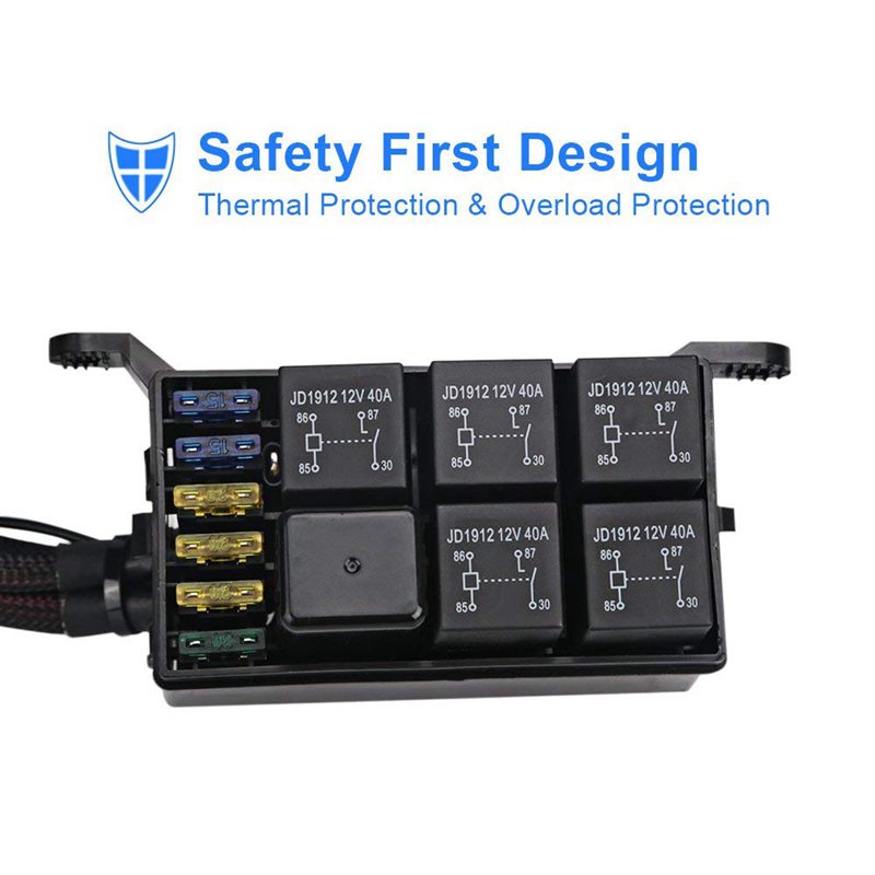 6 Gang Switch Panel Electronic Relay System Circuit Control Box Waterproof Fuse Relay Box Wiring Harness Assemblies For Car