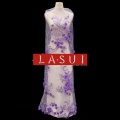 LASUI Purple 3D Heavy industry decals sticker drilling silver thread embroidery soft thread yarn lace embroidery fabric dress
