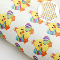 David accessories 20*33cm Easter Bunny Glitter Synthetic Leather Fabric DIY Bow Bag Craft Faux Leather Fabric Sheets,1Yc10051