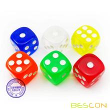 16mm Tranlucent Pipped D6 Dice Round Corner 6 Sided Dice MTG Dice for Board Game RPG DND Yahtzee or Math Learning