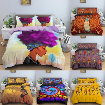 Luxury African Women Bedding Sets King Size Ethnic Print Duvet Cover + Pillowcase Home Textile Comforter Quilt Cover Set