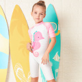 Julysand Swimsuit Girls Cartoon Printed High-end One Piece Swimwear Kids Short Sleeve Bathing Suit Children Fitness Swimwear