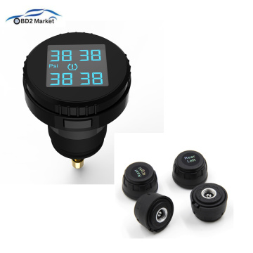 TPMS TS61 Tire Pressure Monitoring System 4 External/Inner Sensor TPMS Wireless Real-time Cigarette Lighter Plug LCD Display