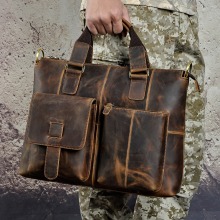 Men Real Leather Antique Design Travel Business Executive Briefcase Laptop Case Shoulder Messenger Bag Portfolio Tote B260-d