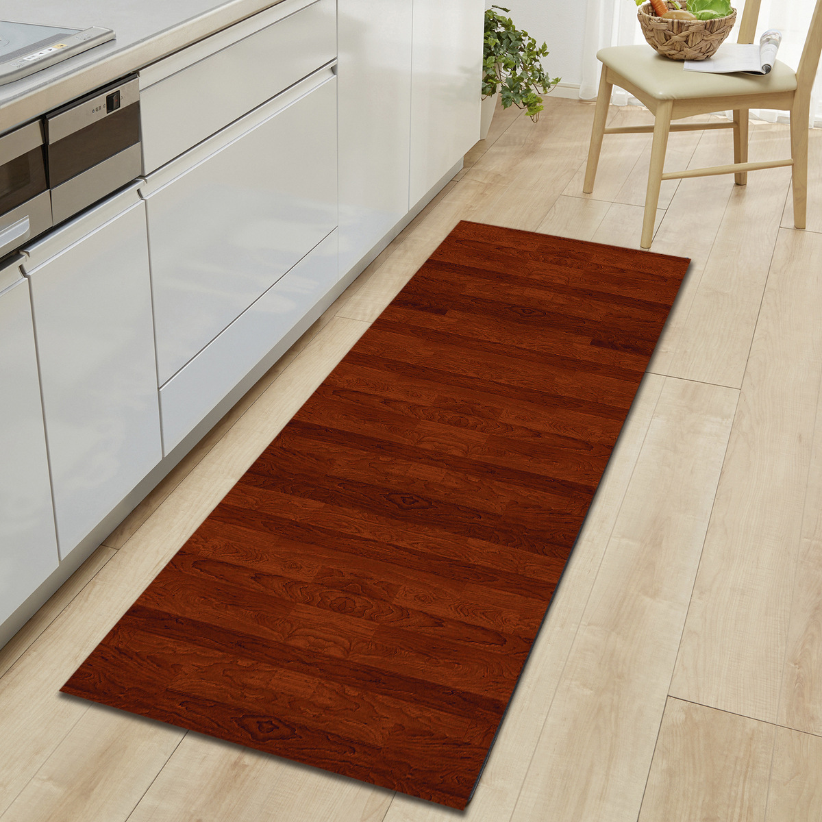 Wood Grain Entrance Doormat Floor Carpet Non-Slip Bohemian Kitchen Mat Door Rugs Wrinkle-Resistant Absorption Kitchen Mat