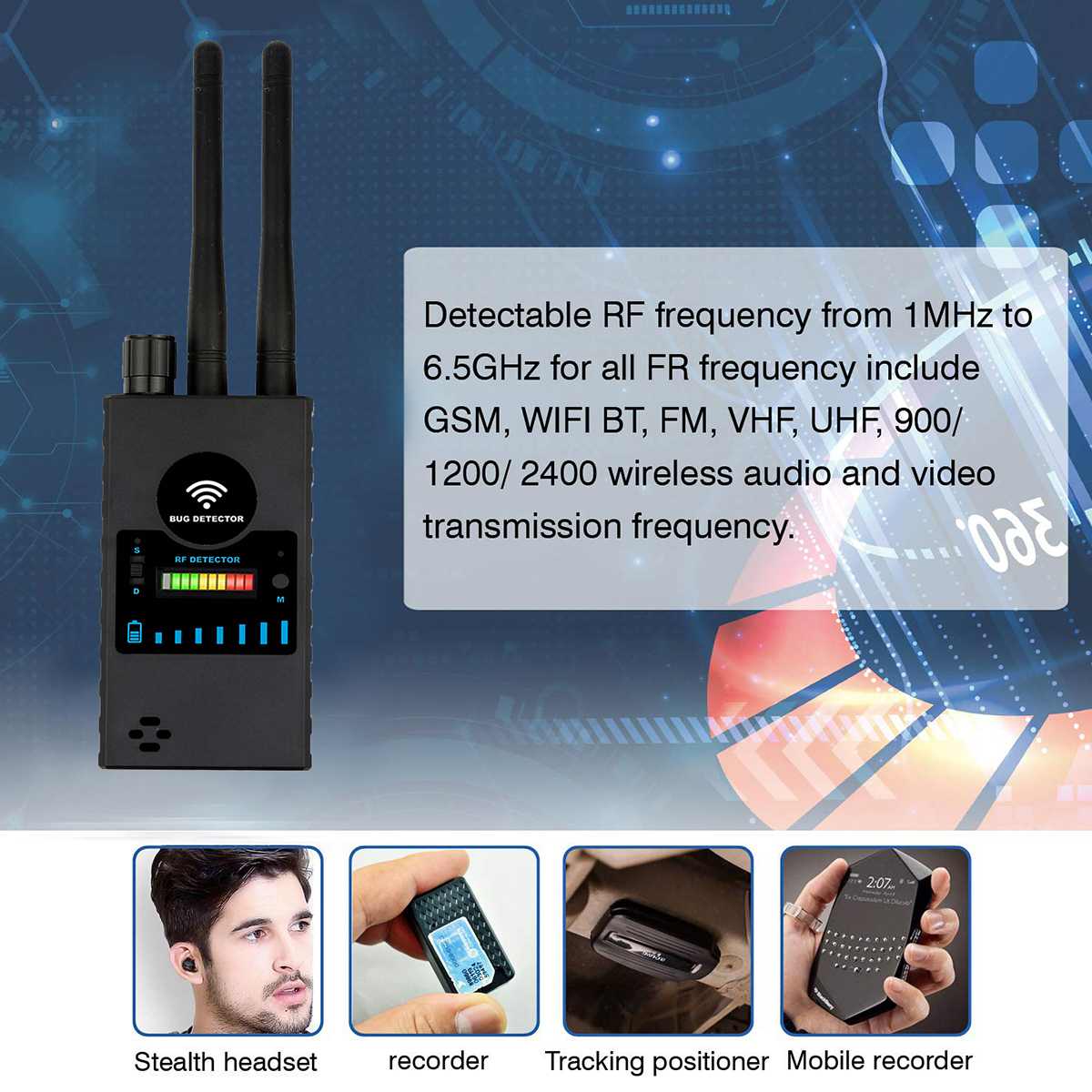 Wifi RF Signal Finder Anti Candid Camera Detector GPS Tracke GSM Wireless Device Scanner Anti Candid Camera Detector