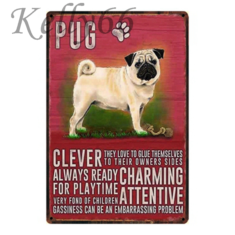 [ Kelly66 ] PUG Metal TIN SIGN Wall Plaque Pet Store kennel Dog House Decor 20*30 CM Size y-1158