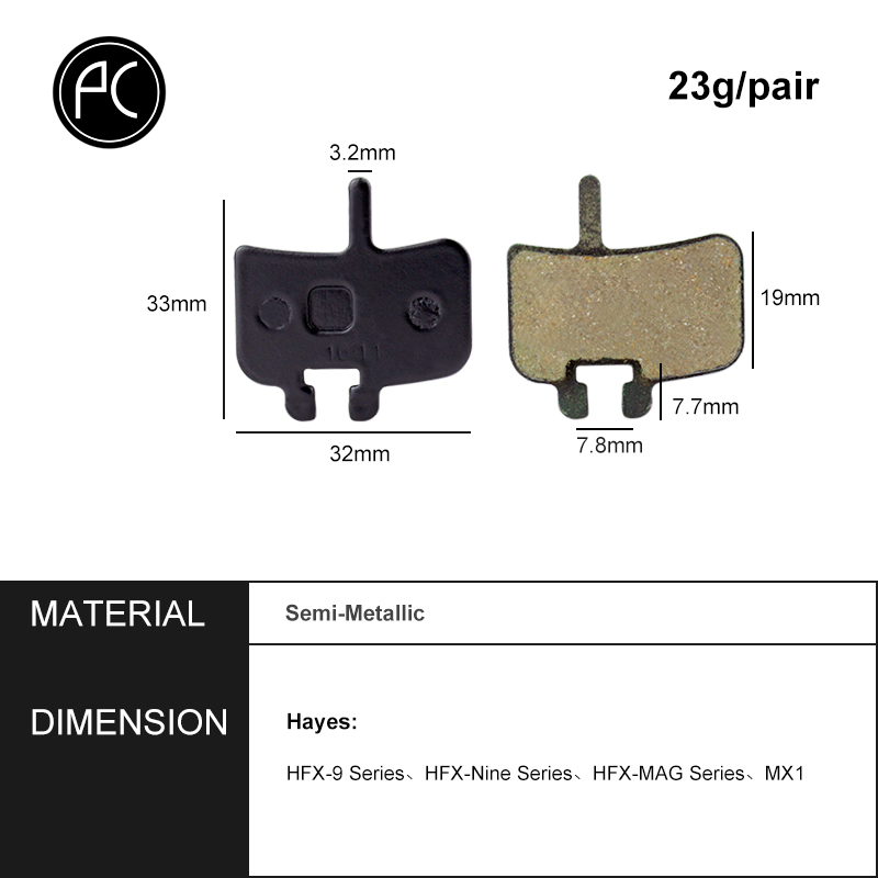 PCycling 4 Pairs Hydraulic Brake Pad For Hayes HFX-9 Series, HFX-Nine Series, HFX-MAG Series, MX1 Bike Bicycle Disc Brake Pads
