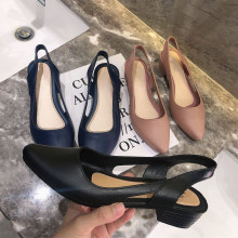 Women's Pointed Toe Wedge Sandals Ladies PU Leather Shoes Female Comfort Casual Pumps Woman Back Trip Fashion Sandals 2021 New