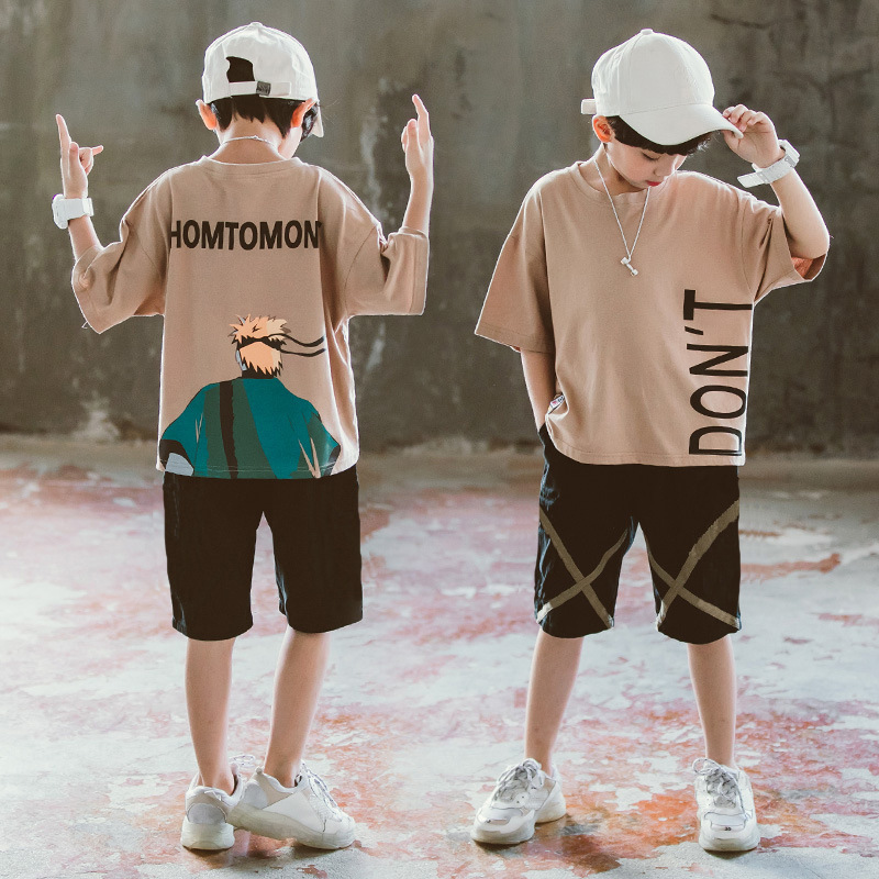 New Summer Boys Clothing Sets Children T-shirt Short Sleeve +Pants Set Two Pieces Set Kids Baby Boys Clothes 6 8 10 11 12 Years