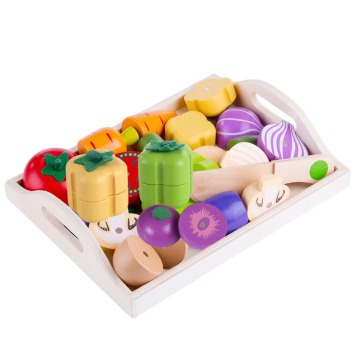 Magnetic Wooden Fruit and Vegetable Combination Cutting Kitchen Toy Set Children Play & Pretend Simulation Playset Kids Fun