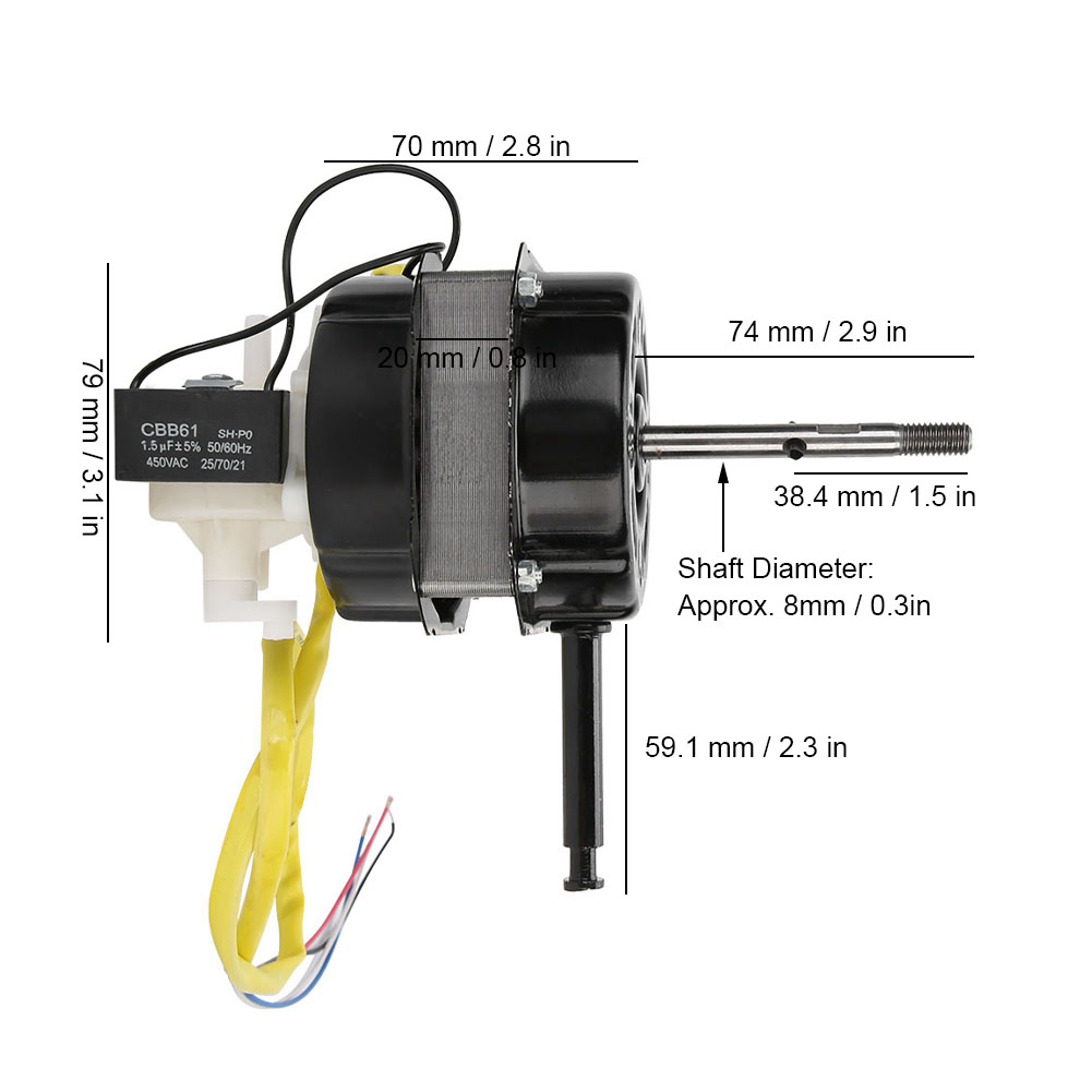 220V Electric Floor Fan Motor Dual Ball Bearing Accessory with Capacitor Copper Head Fan Parts
