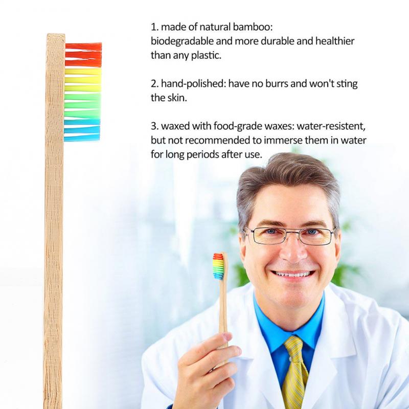 10 pcs Rainbow Toothbrush bamboo toothbrush Eco Friendly wooden Tooth Brush Soft bristle Tip Charcoal adults oral care toothbrus