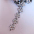 NEW 1 Yard nice silver bottom flower shape rhinestone Chain Sewing Lace Trims Crafts Wedding DIY