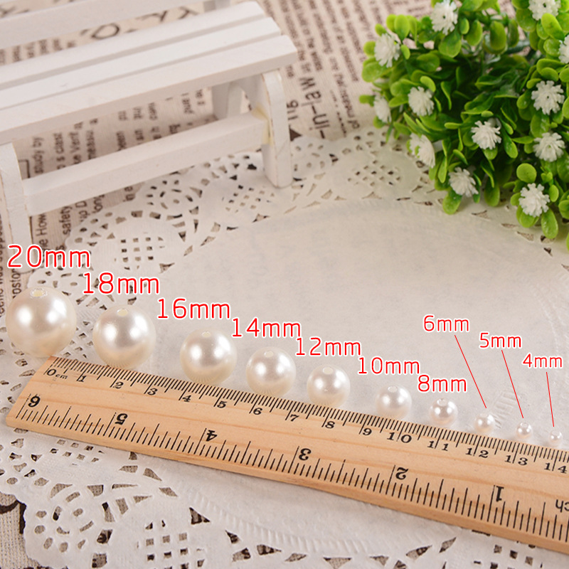 4/6/8/10/12/14/16mm pearl beads ABS loose Round Beads Craft For Fashion Jewelry Making white beige DIY Imitation Garment beads