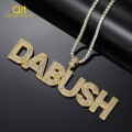 Customized Name Cubic Zircon Baguette Letters Hip Hop Pendant Necklaces Gold Silver Men's Jewelry with Tennis Chain for Gifts