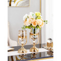 Gold Vase Hydroponics Glass Vases Decorative Floral Flowers Arrangement Desk Decor Potted Plants Flower Pot Home Decoration