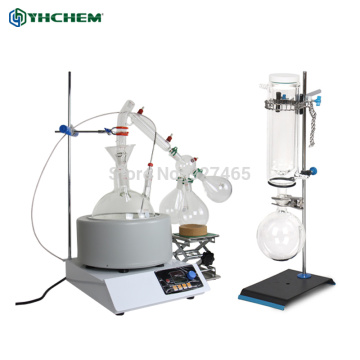 YHChem New Lab Hot Scale Small Short Path Distillation Equipment 5L with Stirring Heating Mantle Include Cold trap