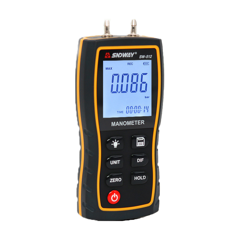 SW512C SNDWAY Digital Manometer Air Pressure Gauge Handheld Digital Differential Natural Gas Pressure Meter Measurement Dropship