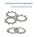 50pcs GB/T86.1/86.2 M3 M4 M5 M6 M8 M10 304 Stainless Steel Washers External Toothed Gasket Washer Serrated Lock Washer
