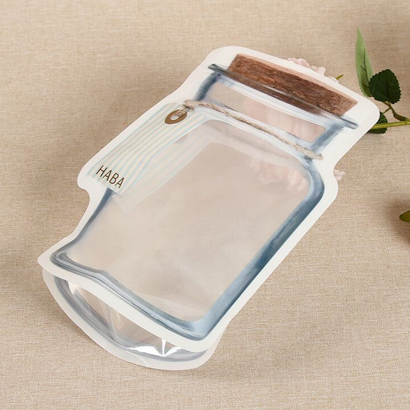 10Pcs/lot Portable Reusable Mason Jar Bottles Bags Seal Food Container Food Snack Zipper Bags Travel Food Candy Ziplock Bags