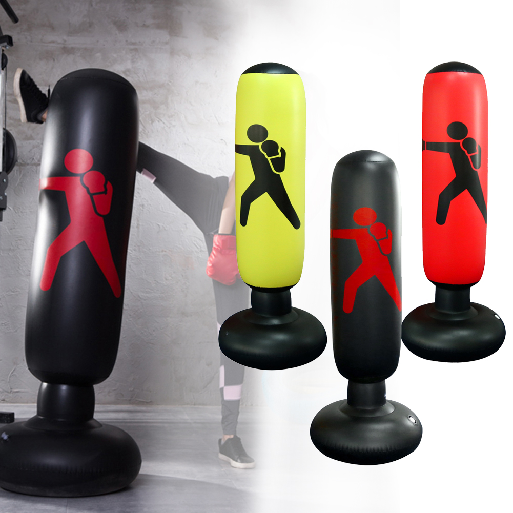 160cm Boxing Punching Bag Inflatable Free-Stand Tumbler Muay Thai Training Pressure Relief Bounce Back Sandbag with Air Pump
