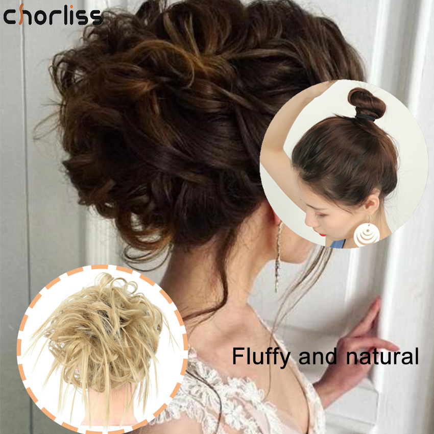 Chorliss Synthetic Messy Chignons Messy Bun Ponytails Resistance Scrunchie Wrap Hair Rope Synthetic Messy Chignon Bun For Women