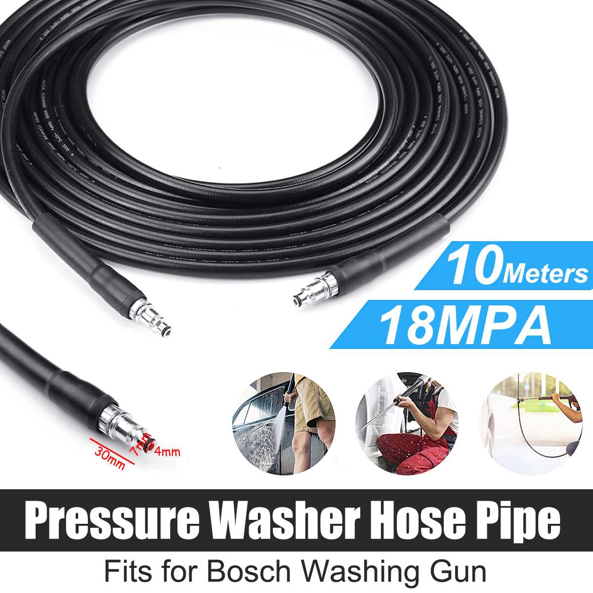 10m High Pressure Washer Hose for Bosch Water Cleaning Hose Cord Pipe Car Washer Extension Hose Plastic Sewer Drain Hose