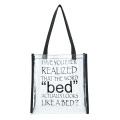 Funny quotes Clear tote bag clear PVC plastic shopping bag available for custom promotional bag